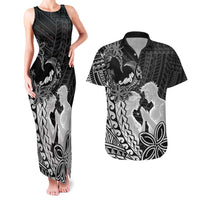 Alofa Samoa Valentine Black Couples Matching Tank Maxi Dress and Hawaiian Shirt Love Is The Greatest Thing LT05 Black - Polynesian Pride