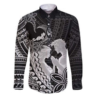 Alofa Samoa Valentine Black Family Matching Mermaid Dress and Hawaiian Shirt Love Is The Greatest Thing LT05 Dad's Shirt - Long Sleeve Black - Polynesian Pride