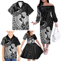 Alofa Samoa Valentine Black Family Matching Off The Shoulder Long Sleeve Dress and Hawaiian Shirt Love Is The Greatest Thing LT05 Black - Polynesian Pride