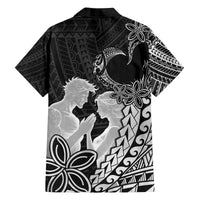 Alofa Samoa Valentine Black Family Matching Off The Shoulder Long Sleeve Dress and Hawaiian Shirt Love Is The Greatest Thing LT05 - Polynesian Pride