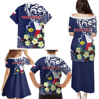 Personalised Wake Island Family Matching Puletasi and Hawaiian Shirt Tribal Pattern With Hibiscus Flowers LT05 - Polynesian Pride