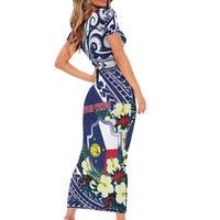 Personalised Wake Island Family Matching Short Sleeve Bodycon Dress and Hawaiian Shirt Tribal Pattern With Hibiscus Flowers LT05 - Polynesian Pride