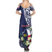 Personalised Wake Island Family Matching Summer Maxi Dress and Hawaiian Shirt Tribal Pattern With Hibiscus Flowers LT05 - Polynesian Pride