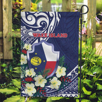 Wake Island Garden Flag Tribal Pattern With Hibiscus Flowers
