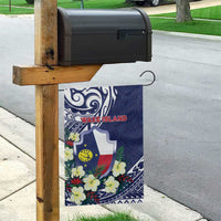 Wake Island Garden Flag Tribal Pattern With Hibiscus Flowers