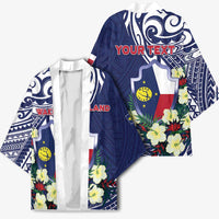 Personalised Wake Island Kimono Tribal Pattern With Hibiscus Flowers