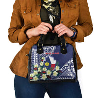 Wake Island Shoulder Handbag Tribal Pattern With Hibiscus Flowers
