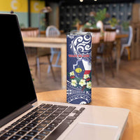 Personalised Wake Island Skinny Tumbler Tribal Pattern With Hibiscus Flowers