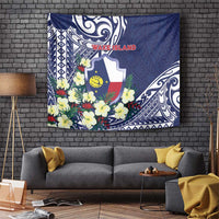 Wake Island Tapestry Tribal Pattern With Hibiscus Flowers