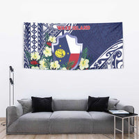 Wake Island Tapestry Tribal Pattern With Hibiscus Flowers