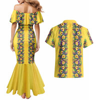 Aloha Hawaii Mardi Gras Couples Matching Mermaid Dress and Hawaiian Shirt Gold Style LT05 - Polynesian Pride