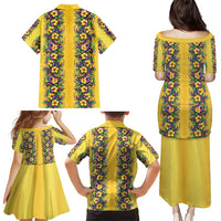 Aloha Hawaii Mardi Gras Family Matching Puletasi and Hawaiian Shirt Gold Style LT05 - Polynesian Pride