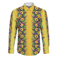 Aloha Hawaii Mardi Gras Family Matching Short Sleeve Bodycon Dress and Hawaiian Shirt Gold Style LT05 Dad's Shirt - Long Sleeve Gold - Polynesian Pride