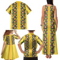 Aloha Hawaii Mardi Gras Family Matching Tank Maxi Dress and Hawaiian Shirt Gold Style LT05 - Polynesian Pride