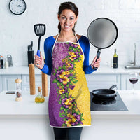 Hawaii Mardi Gras Apron Plumeria Lei Beads Glitter Style