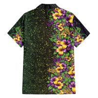 Hawaii Mardi Gras Family Matching Off The Shoulder Long Sleeve Dress and Hawaiian Shirt Tropical Flowers Glitter Style LT05 - Polynesian Pride