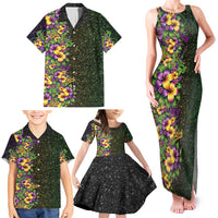 Hawaii Mardi Gras Family Matching Tank Maxi Dress and Hawaiian Shirt Tropical Flowers Glitter Style LT05 - Polynesian Pride