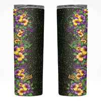 Hawaii Mardi Gras Skinny Tumbler Tropical Flowers Glitter Style