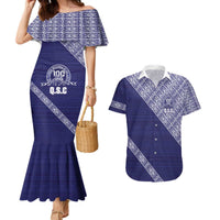 Tonga Queen Salote College Couples Matching Mermaid Dress and Hawaiian Shirt 100 Years Anniversary Navy Color LT05 Navy - Polynesian Pride