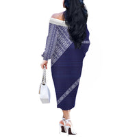 Tonga Queen Salote College Off The Shoulder Long Sleeve Dress 100 Years Anniversary Navy Color LT05 - Polynesian Pride