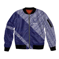 Tonga Queen Salote College Sleeve Zip Bomber Jacket 100 Years Anniversary Navy Color