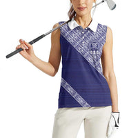 Tonga Queen Salote College Women Sleeveless Polo Shirt 100 Years Anniversary Navy Color LT05 - Polynesian Pride
