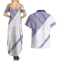 Tonga Queen Salote College Couples Matching Summer Maxi Dress and Hawaiian Shirt 100 Years Anniversary White Color LT05 - Polynesian Pride