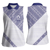 Tonga Queen Salote College Women Sleeveless Polo Shirt 100 Years Anniversary White Color LT05 - Polynesian Pride