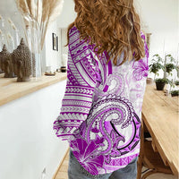 Polynesia Paisley Women Casual Shirt Mix Pink Polynesian Pattern LT05 - Polynesian Pride