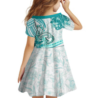 Polynesia Paisley Kid Short Sleeve Dress Mix Teal Polynesian Pattern LT05 - Polynesian Pride