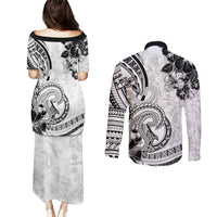 Polynesia Paisley Couples Matching Puletasi and Long Sleeve Button Shirt Mix White Polynesian Pattern LT05 - Polynesian Pride