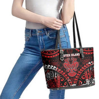 Easter Island Leather Tote Bag Polynesian Pattern Emblem
