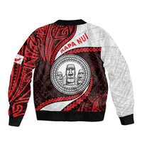 Easter Island Sleeve Zip Bomber Jacket Moai Statues Polynesian Style