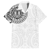 New Zealand Aotearoa Family Matching Off Shoulder Short Dress and Hawaiian Shirt Maori Te Mata O Rongokako LT05 Dad's Shirt - Short Sleeve White - Polynesian Pride
