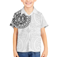 New Zealand Aotearoa Family Matching Puletasi and Hawaiian Shirt Maori Te Mata O Rongokako LT05 Son's Shirt White - Polynesian Pride