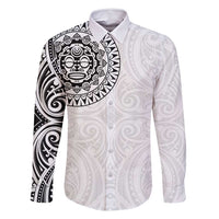 New Zealand Aotearoa Family Matching Summer Maxi Dress and Hawaiian Shirt Maori Te Mata O Rongokako LT05 Dad's Shirt - Long Sleeve White - Polynesian Pride