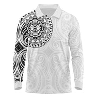 New Zealand Aotearoa Long Sleeve Polo Shirt Maori Te Mata O Rongokako LT05 White - Polynesian Pride