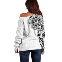 New Zealand Aotearoa Off Shoulder Sweater Maori Te Mata O Rongokako LT05 - Polynesian Pride