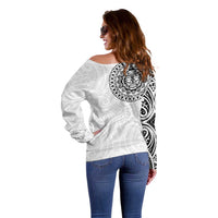 New Zealand Aotearoa Off Shoulder Sweater Maori Te Mata O Rongokako LT05 - Polynesian Pride