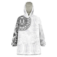 New Zealand Aotearoa Wearable Blanket Hoodie Maori Te Mata O Rongokako LT05 One Size White - Polynesian Pride