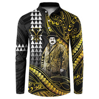 Hawaii Kuhio The Citizen Prince Button Sweatshirt Gold Polynesian Tribal Tattoo
