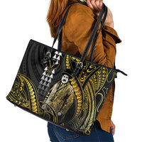 Hawaii Kuhio The Citizen Prince Leather Tote Bag Gold Polynesian Tribal Tattoo