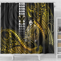 Hawaii Kuhio The Citizen Prince Shower Curtain Gold Polynesian Tribal Tattoo