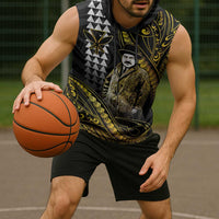 Hawaii Kuhio The Citizen Prince Sleeveless Hoodie Gold Polynesian Tribal Tattoo LT05 - Polynesian Pride