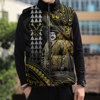 Hawaii Kuhio The Citizen Prince Sleeveless Puffer Jacket Gold Polynesian Tribal Tattoo
