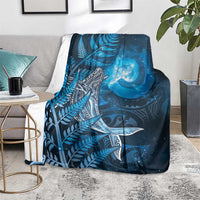 New Zealand Matariki Blanket Maori Koru With Humpback Whale Blue