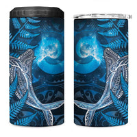 New Zealand Matariki 4 in 1 Can Cooler Tumbler Maori Koru With Humpback Whale Blue LT05 One Size: 16 oz Blue - Polynesian Pride