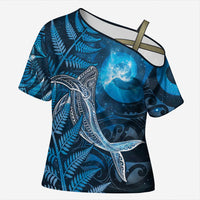 New Zealand Matariki Cross Shoulder Shirt Maori Koru With Humpback Whale Blue