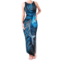 New Zealand Matariki Family Matching Tank Maxi Dress and Hawaiian Shirt Maori Koru With Humpback Whale Blue LT05 Mom's Dress Blue - Polynesian Pride