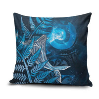 New Zealand Matariki Pillow Cover Maori Koru With Humpback Whale Blue